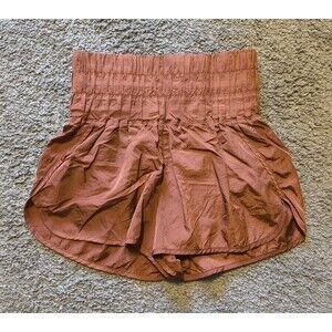 FP Movement Free People The Way Home Shorts Brown S High Rise Smocked Lined